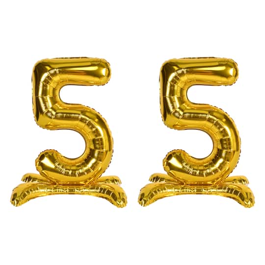 Beistle 26" Gold Self-Standing Foil Balloon Numbers, 2ct. | Numeral 5 | Michaels®